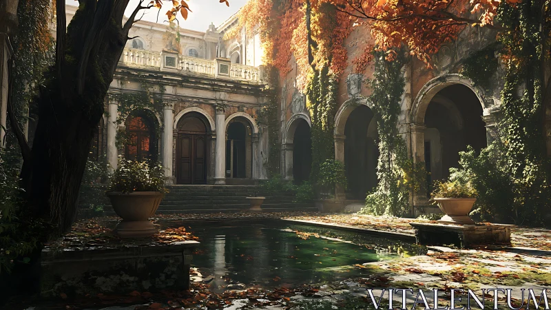 Sunlit autumn courtyard welcomes quiet, lingering daydreams