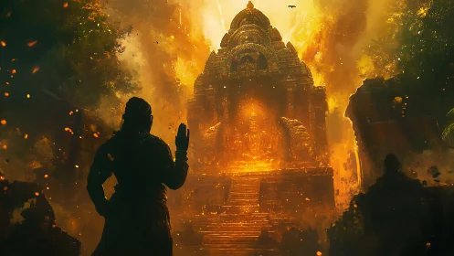 Golden jungle temple glowing with ancient spiritual wonder.