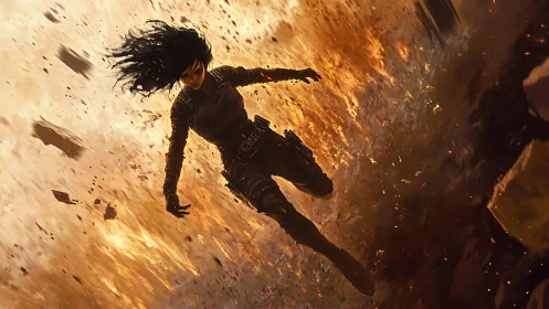 Fireborn operative plunges through a storm of shrapnel.