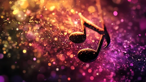 Musical note silhouettes appear over defocused bokeh field