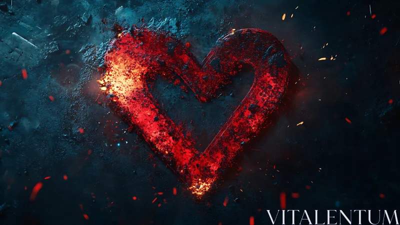 Glowing Heart Blazing with Passionate Energy and Light