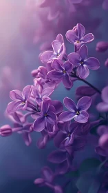 Purple Lilac Blossoms: Botanical Macro Study with Depth.
