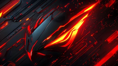 Futuristic cyberpunk hawk design with glowing neon red accents.