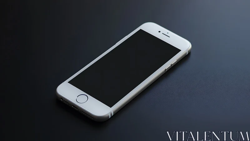 White iPhone on Dark Surface with Black Screen Display