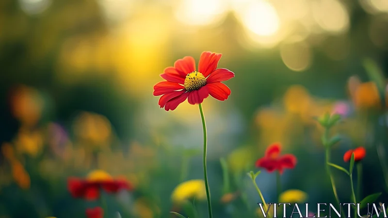 Radiant Red Gerbera Daisy Blooms in a Sunlit Garden