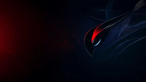 Futuristic Abstract Hawk Head in Dark Neon Digital Art Style.