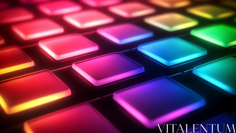 Close view of colorful glowing RGB control pad buttons.