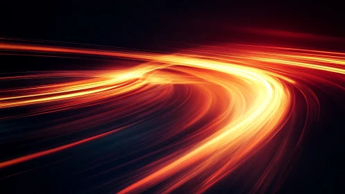 Abstract light trails in motion, glowing neon curves on dark background.