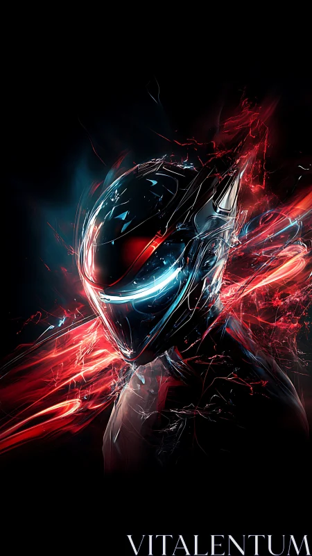 Electric cyber warrior glows with swirling neon energy