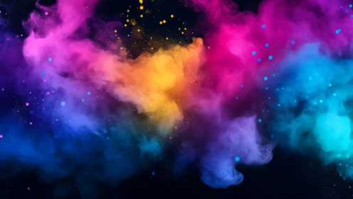 Multicolor nebula-like cloud with dispersed ink particles.