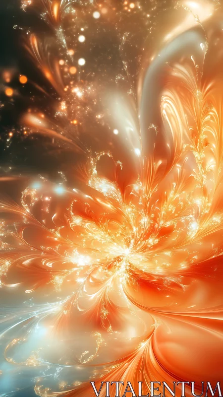 Luminous fractal bloom in radiant orange and pearlescent light.