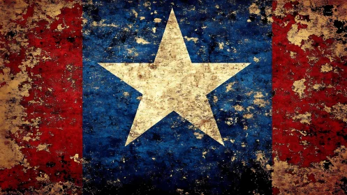 Weathered lone star flag fills frame with distressed color