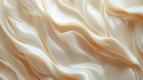 Flowing Cream Silk Fabric Close-Up in Soft Elegant Lighting.