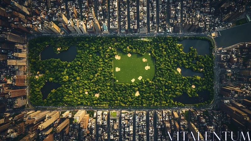 Aerial orthographic mapping of rectilinear parkland enclave.