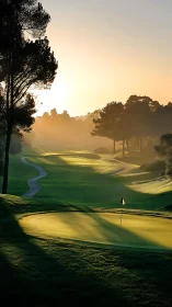 Morning sun sketches long shadows across a quiet green