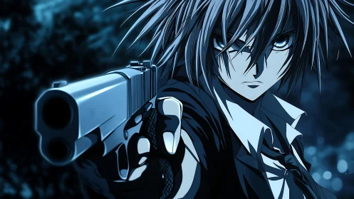 Midnight-eyed gunfighter freezes time with a single stare