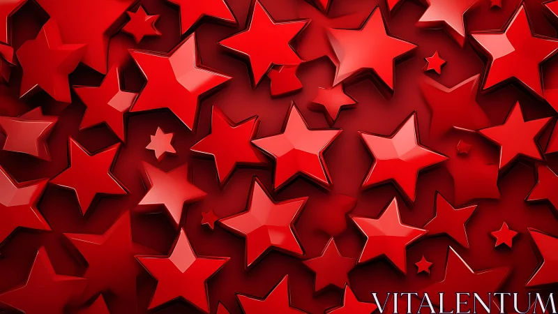 3D red starfield relief with layered glossy depth play.