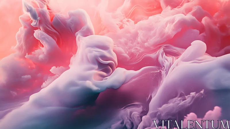 Cottony nebulae drift through a rosy digital dreamscape