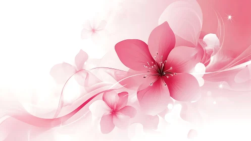 Pink Blossom Wave Design with Ethereal Floral Elements.