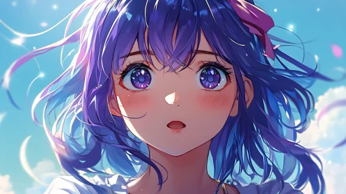 Skystruck girl with starlit eyes and wind-tossed wonder.