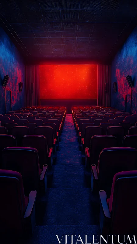 Neon hush in an empty cinema awaiting its next dream.
