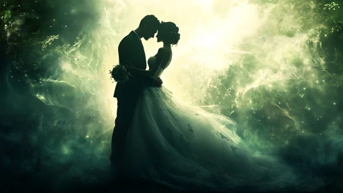 Bride and Groom Wedding Moment in Fantasy Light.