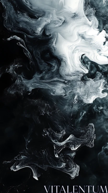 High contrast fluid vortices form abstract monochrome turbulent field