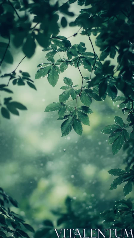 Macro optical study of rain-dappled foliage canopy geometry.
