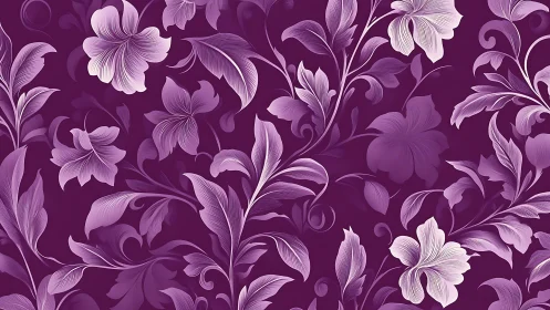 Purple Floral Ornamental Pattern with Botanical Motifs.
