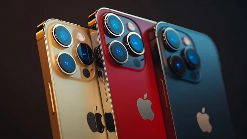 Premium iPhone 14 Pro models display triple camera module architecture with ceramic shield finish