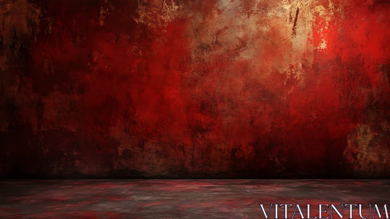 Textured red abstract wall with moody concrete floor background.