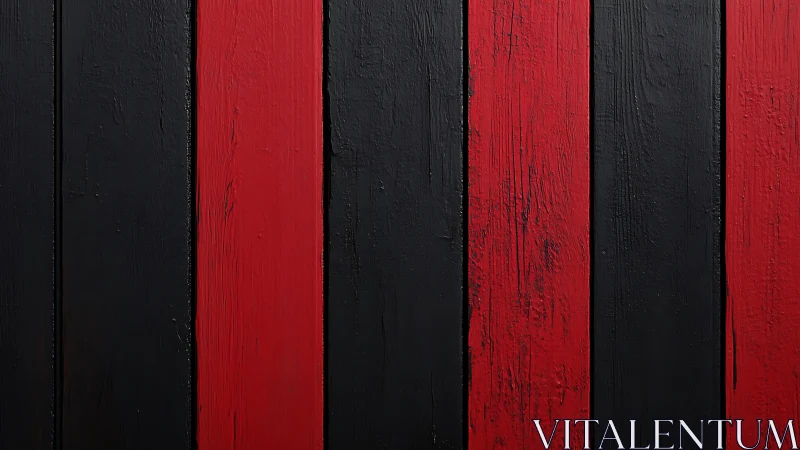 Vertical red and black painted wooden plank surface pattern.