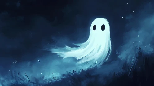 Soft little ghost drifts like moonlight through midnight fog