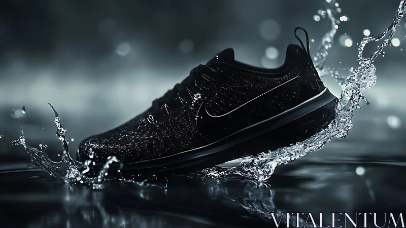 Hydrophobic running sneaker in dynamic aqueous impact study.