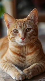 Orange Tabby Cat with Warm Golden Eyes at Rest.