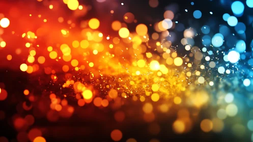 Vibrant Abstract Bokeh Lights in Warm and Cool Color Gradient.