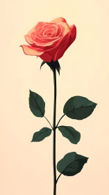 Stylized Red Rose with Layered Petals rendered in Digital Painting Technique