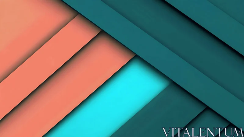 Diagonal layered planes in teal, coral and cyan gradients