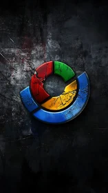 Weathered Google Logo Cracked Concrete Wall.
