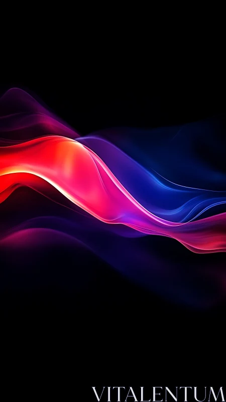 Luminous red and blue light waves on deep black field.