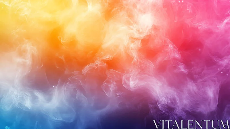 Colorful vapor cloud shifts across gradient background