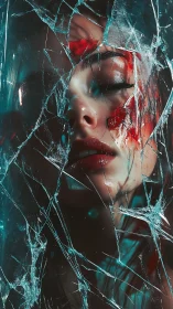 Shattered glass overlays a partially obscured human face