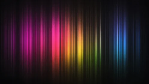 Chromatic light spectrum lines over deep black gradient.