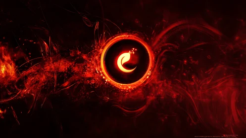 Digital inferno core emblem with radial energy field design.