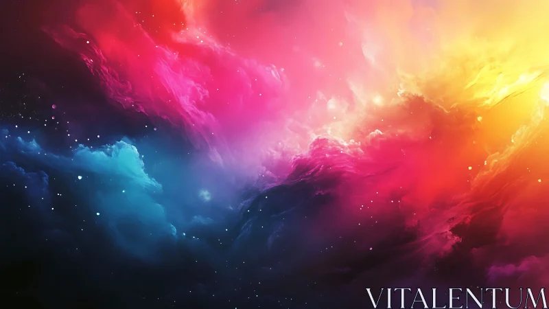 Vibrant multicolor nebula cloud with glowing cosmic light.