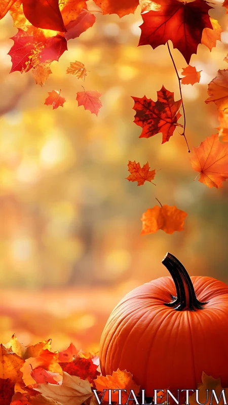 Autumn pumpkin study with shallow depth and luminous foliage