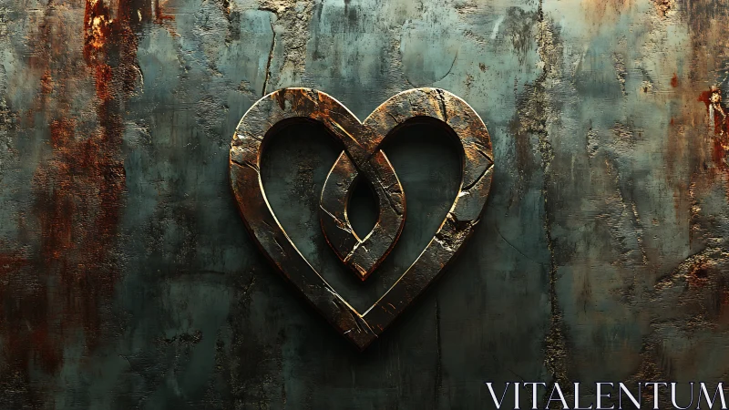 Weathered Heart Carved Into Decay and Rust.