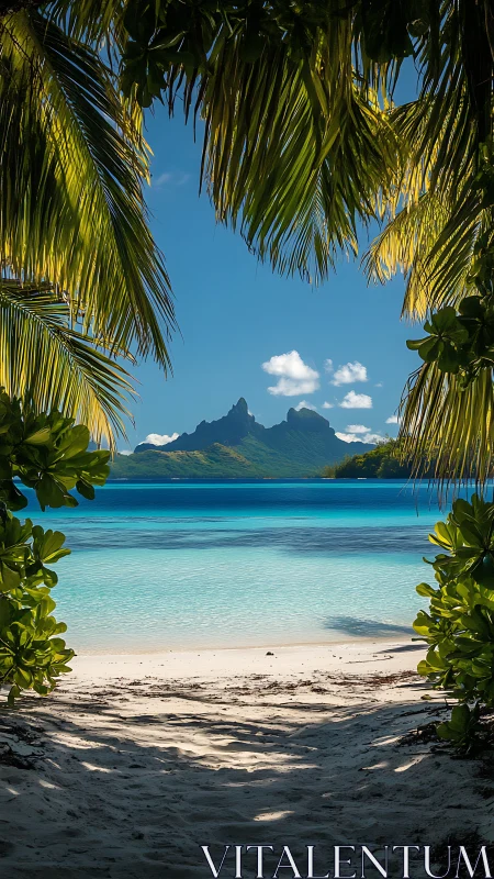 Tropical Paradise: Turquoise Waters Frame Mountain Vista