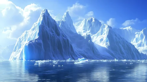 Cathedral of Blue Ice Rising from Polar Mirror Seas.