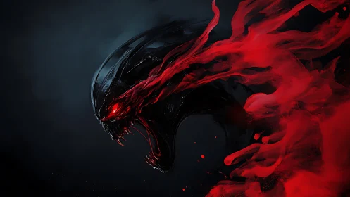 Crimson fury unbound from a shadowy otherworldly beast.